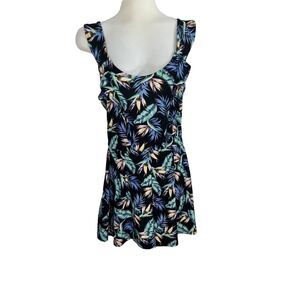 H & M Romper One Piece Tropical Floral Print Shorts Size S Sleeveless Jumpsuit
